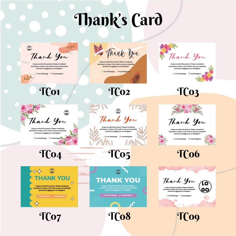 Thankyou Card - Kartu Ucapan - Kartu Souvenir – Kartu hampers 1 sisi - Image 6