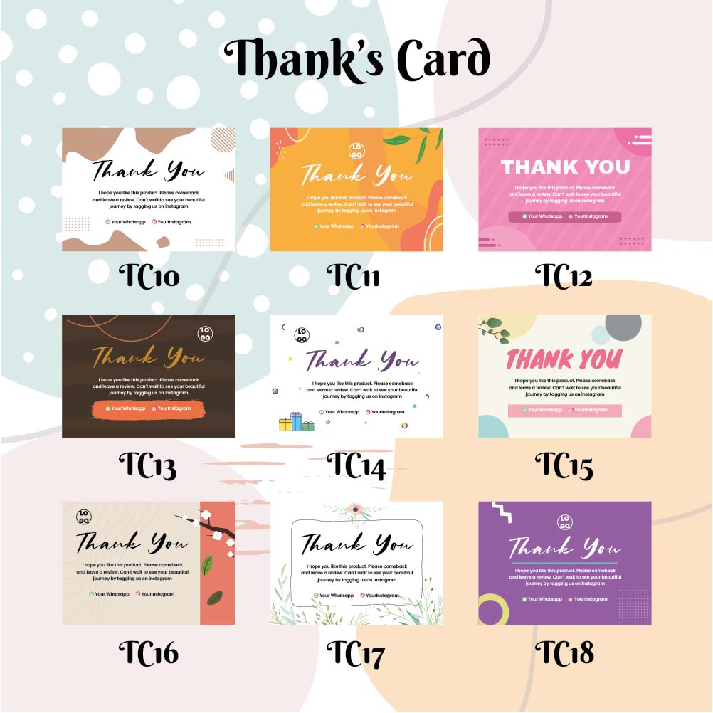 Thankyou Card - Kartu Ucapan - Kartu Souvenir – Kartu hampers 1 sisi - Image 7
