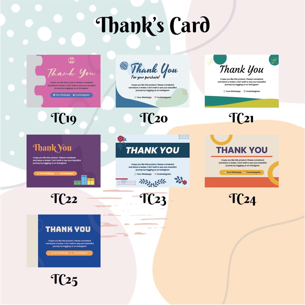 Thankyou Card - Kartu Ucapan - Kartu Souvenir – Kartu hampers 1 sisi - Image 8