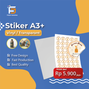 Cetak Stiker Vinyl A3+ – Transparant Anti Air - Kemasan Produk - Label Makanan - Label Minuman